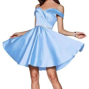 NWT Cinderella Divine CD0140 Homecoming Dress Satin Blue Size XS